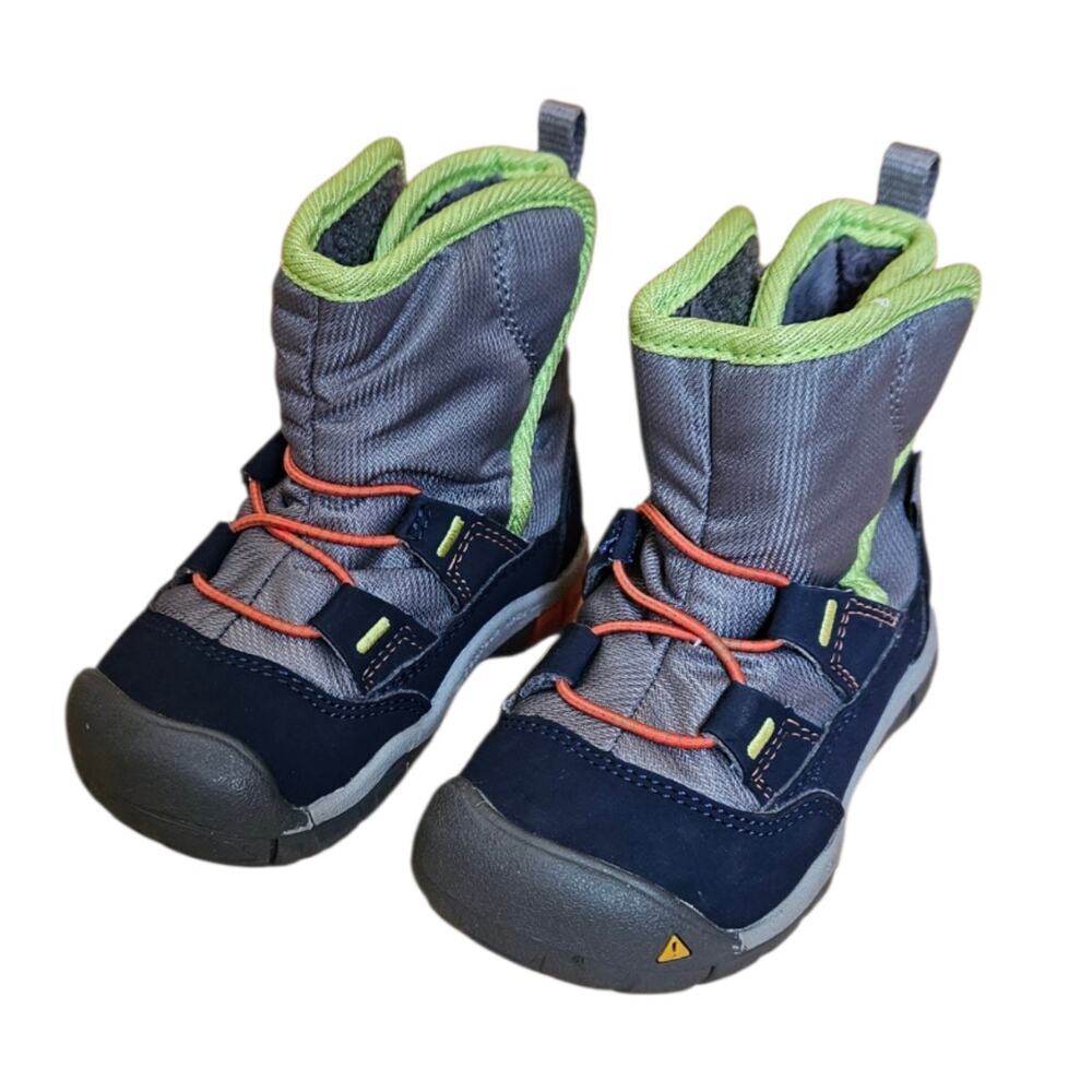 KEEN Toddler Size 5 Grey Navy Waterproof Insulated Winter Snow Boots